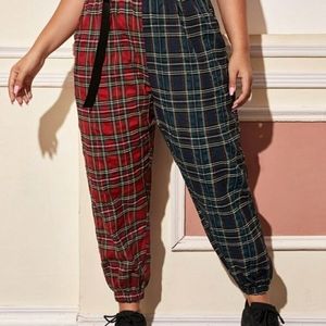 Shein Plus size split color plaid pants